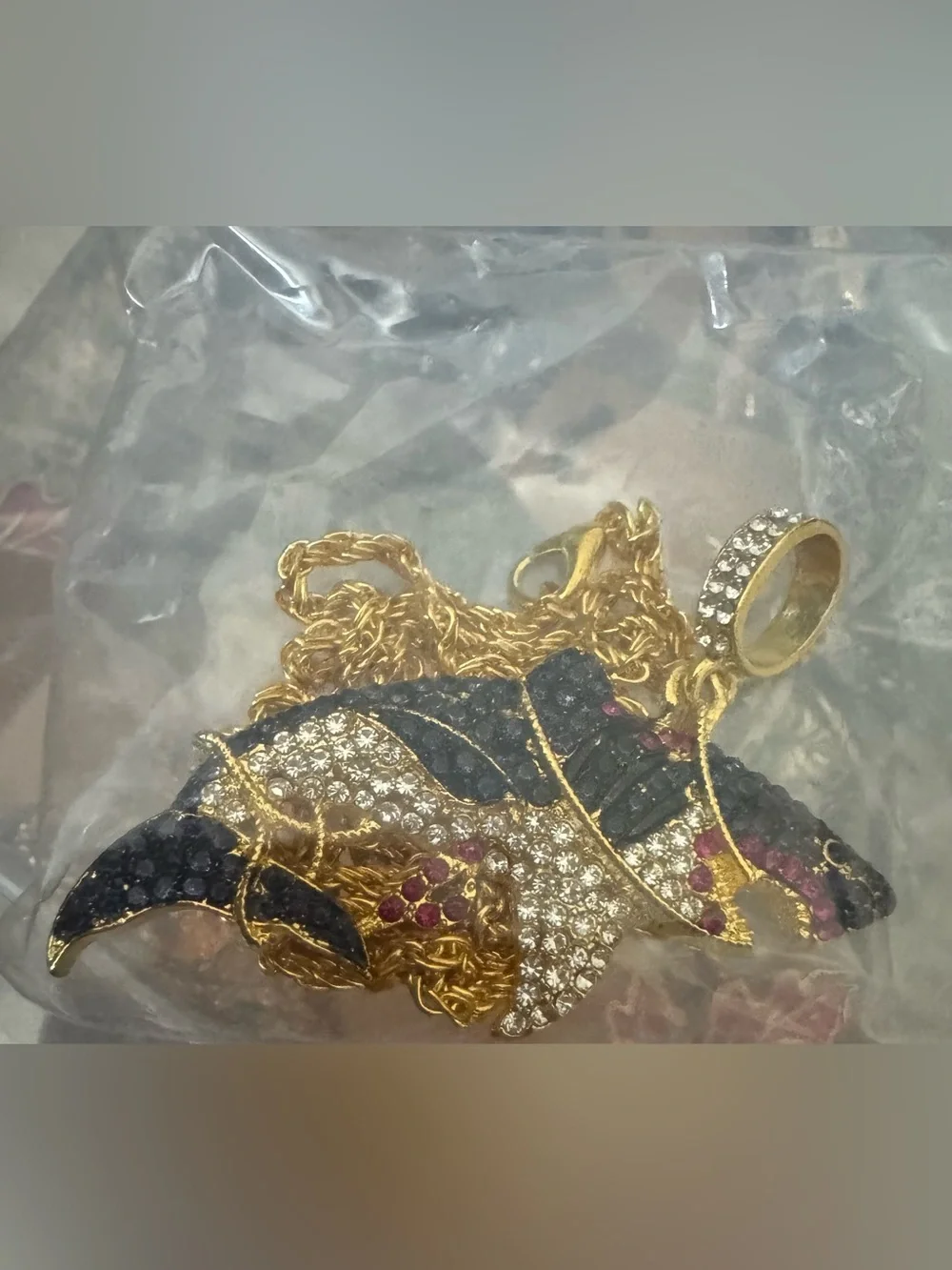 NWT Gold and Silver Shark Pendant Necklace - Fashion Jewelry, Statement Necklace